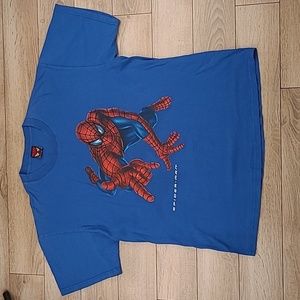 SPIDER-MAN Movie Promo Marvel Blue Cotton Large Mens Shirt 2002‎ VTG RARE Y2K